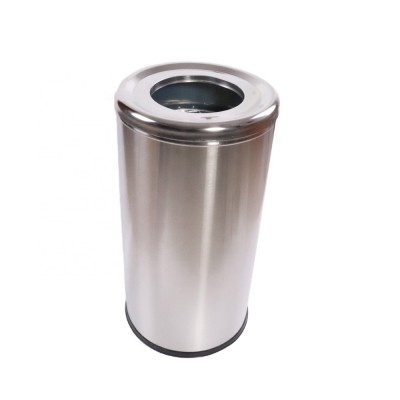 Stainless steel Round Standing Bullet Open Top Trash Can and Heavy Gauge Recycled Bin